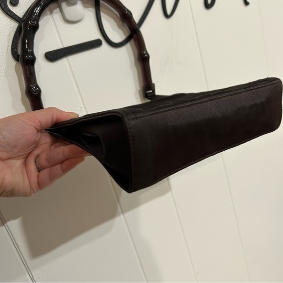Gucci Dark Purple Satin Shoulder Bag with Bamboo Handle Vintage 1990s - Picture 5 of 13